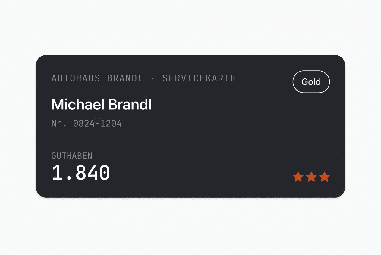 Digitale Servicekarte mit Punktestand und Gold-Stufe
