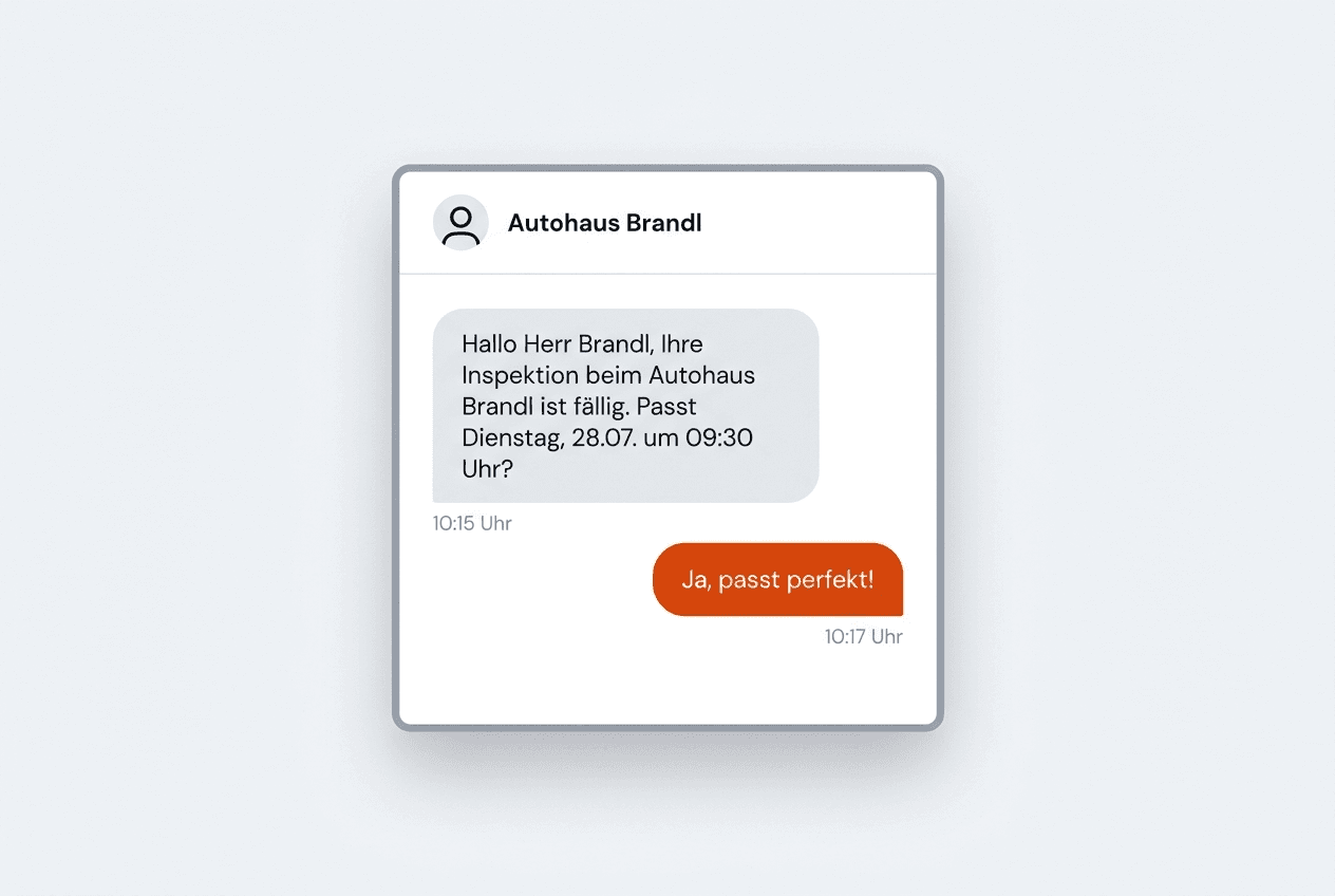 Automatische Terminerinnerung per Nachricht an einen Servicekunden